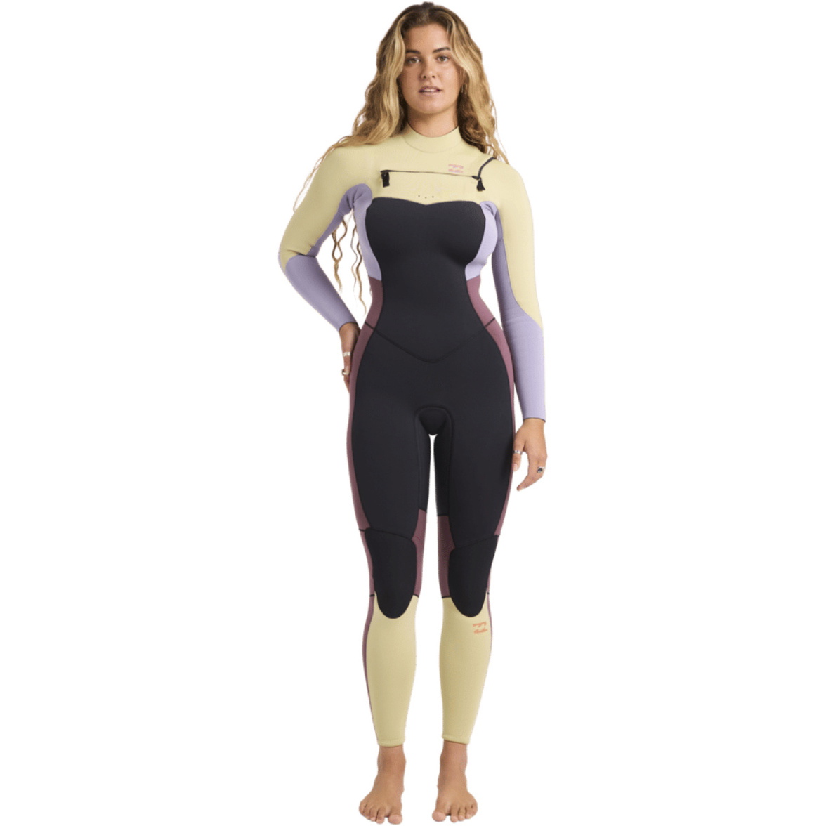 2026 Billabong Dames Synergy Natural 3/2mm Borst Ritssluiting Wetsuit 24BW193514 - Grey Violet